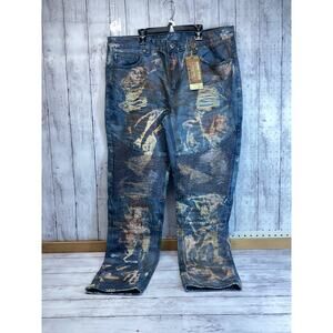 AO American Legacy Women's Blue Distressed Denim Jeans Modern Slim W38 L32 M14